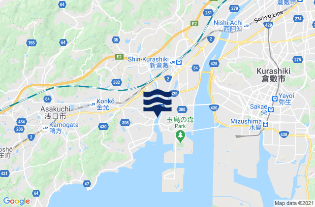 Mappa delle Getijden in Oda-gun, Japan