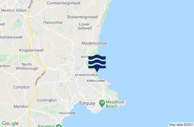 Mappa delle Getijden in Oddicombe Beach, United Kingdom