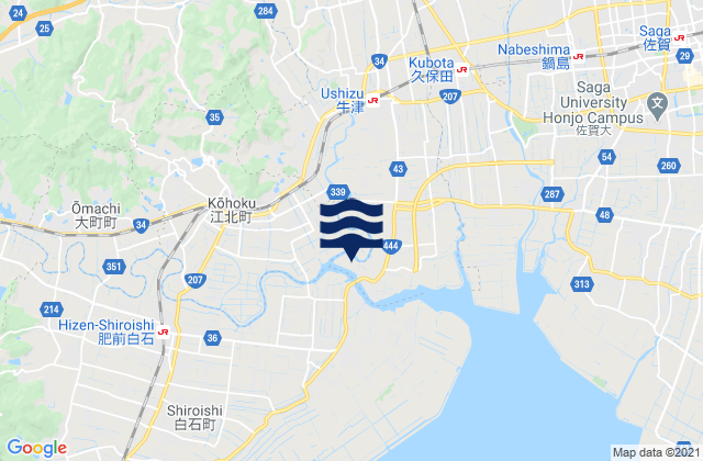 Mappa delle Getijden in Ogi-shi, Japan