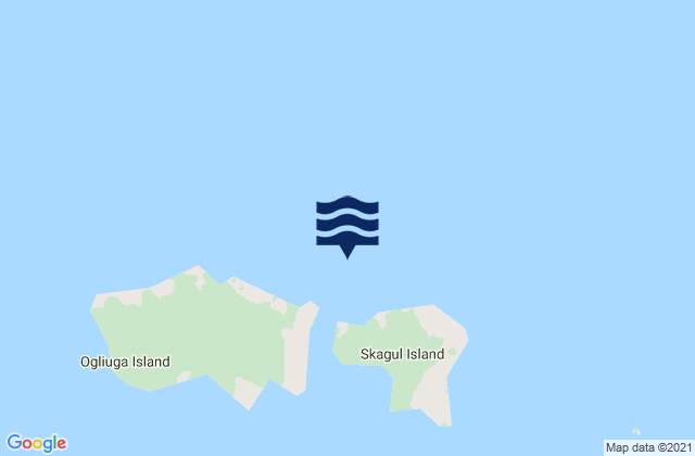 Mappa delle Getijden in Ogliuga Island pass East of Delarof Is, United States