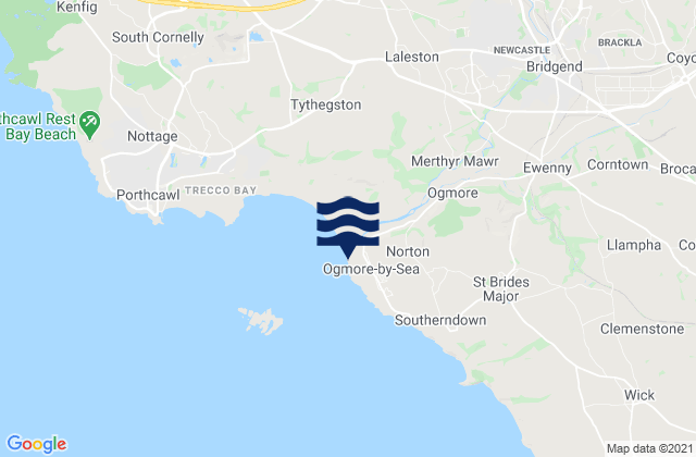 Mappa delle Getijden in Ogmore-by-Sea Beach, United Kingdom