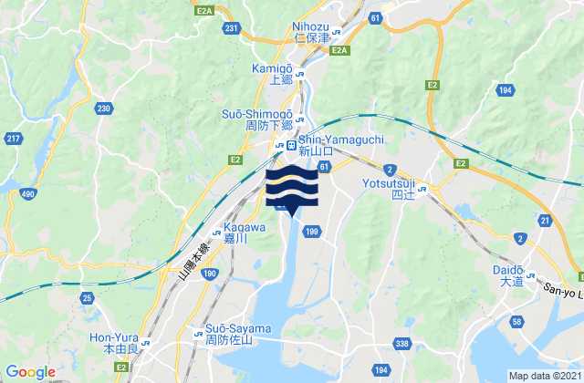 Mappa delle Getijden in Ogōri-shimogō, Japan