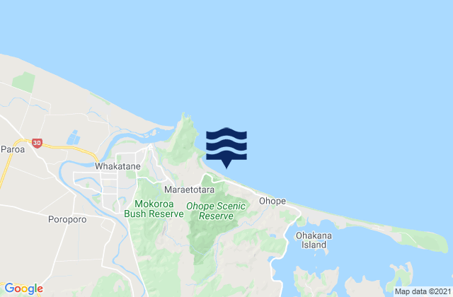 Mappa delle Getijden in Ohope Beach, New Zealand