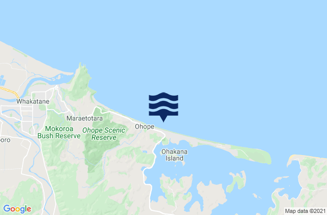 Mappa delle Getijden in Ohope Beach, New Zealand