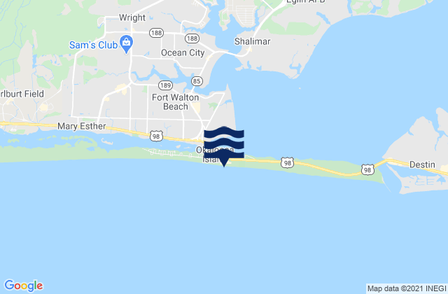 Mappa delle Getijden in Okaloosa Pier, United States