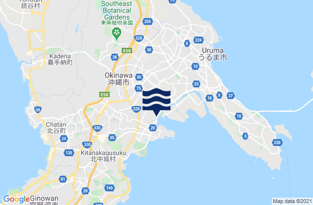 Mappa delle Getijden in Okinawa Shi, Japan