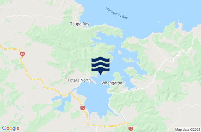 Mappa delle Getijden in Okura Bay, New Zealand