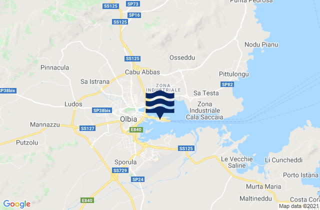 Mappa delle Getijden in Olbia Port, Italy