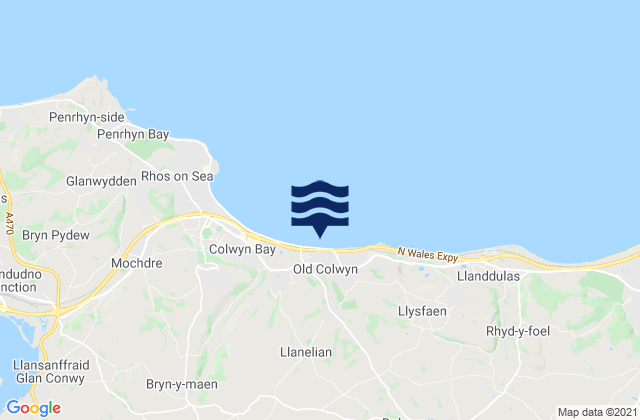Mappa delle Getijden in Old Colwyn Beach, United Kingdom