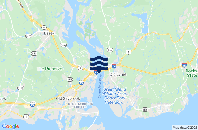 Mappa delle Getijden in Old Lyme, United States