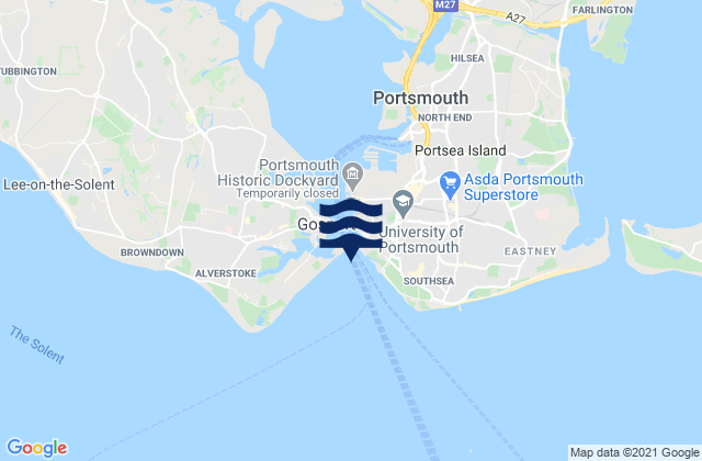 Mappa delle Getijden in Old Portsmouth Beach, United Kingdom