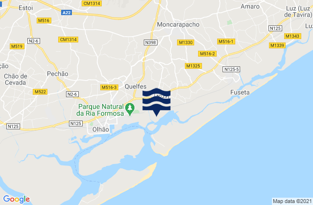 Mappa delle Getijden in Olhão, Portugal