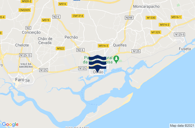 Mappa delle Getijden in Olhão, Portugal