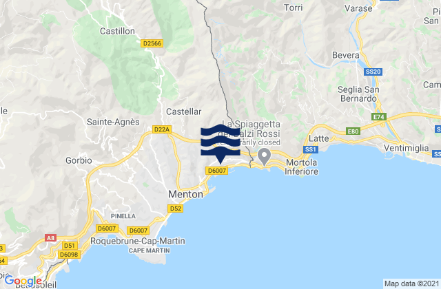 Mappa delle Getijden in Olivetta San Michele, Italy