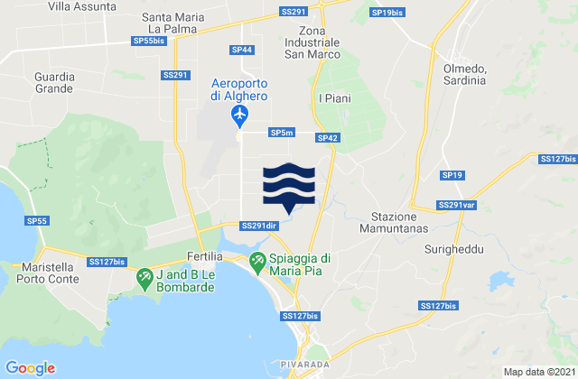 Mappa delle Getijden in Olmedo, Italy
