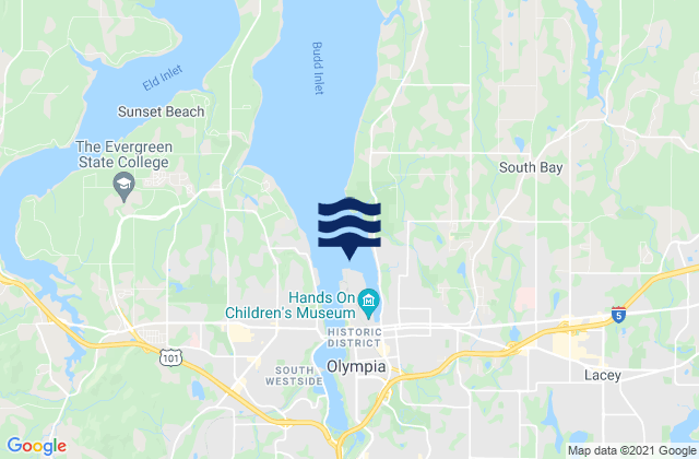 Mappa delle Getijden in Olympia (Budd Inlet), United States
