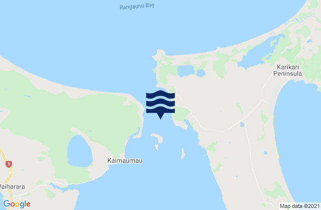 Mappa delle Getijden in Omaia Island, New Zealand