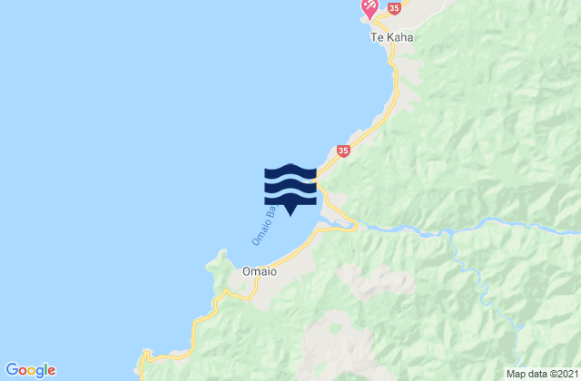 Mappa delle Getijden in Omaio Bay (Motunui Island), New Zealand