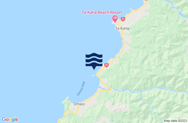 Mappa delle Getijden in Omaio Bay - Motunui Island, New Zealand