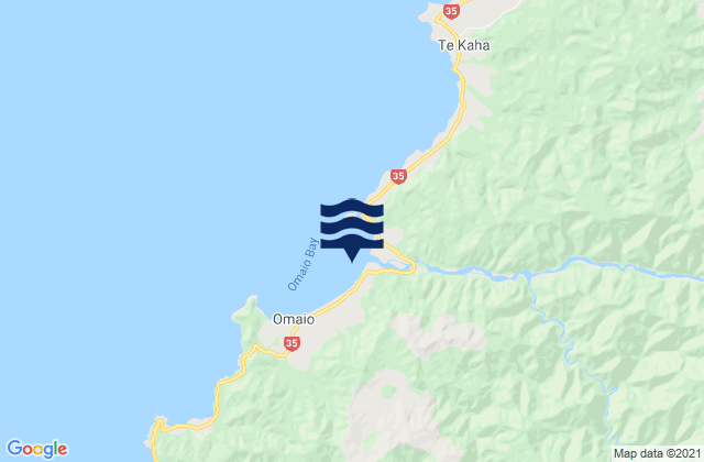 Mappa delle Getijden in Omaio Bay, New Zealand