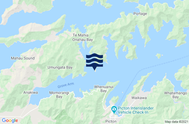 Mappa delle Getijden in Onahau Bay, New Zealand