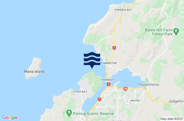 Mappa delle Getijden in Onehunga Bay, New Zealand