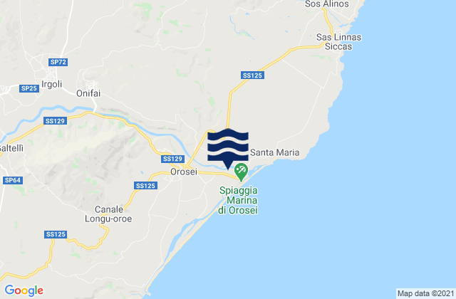 Mappa delle Getijden in Onifai, Italy