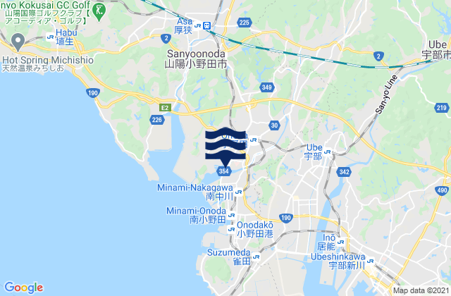 Mappa delle Getijden in Onoda, Japan