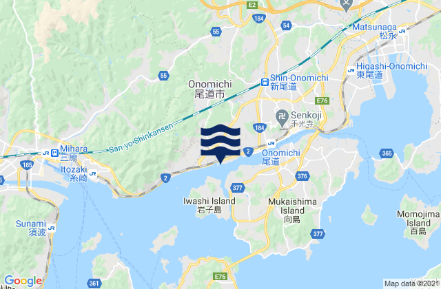 Mappa delle Getijden in Onomichi-shi, Japan