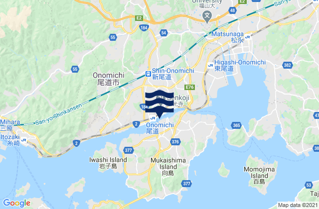 Mappa delle Getijden in Onomiti, Japan