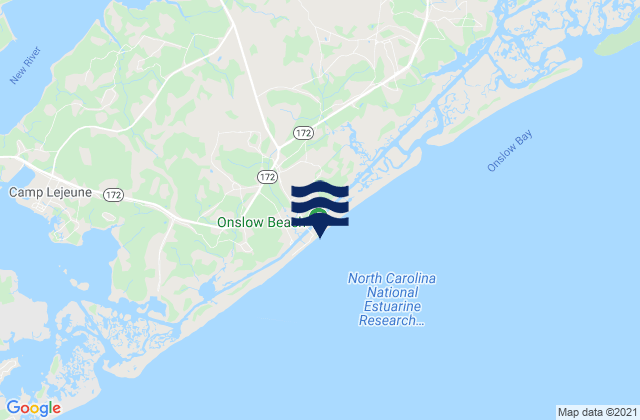 Mappa delle Getijden in Onslow Beach, United States