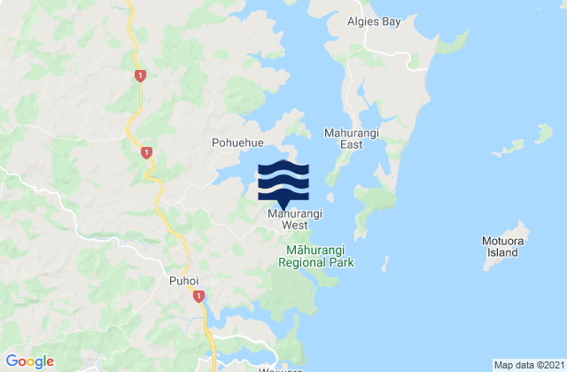 Mappa delle Getijden in Opahi Bay, New Zealand