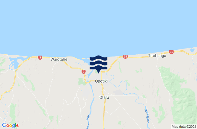 Mappa delle Getijden in Opotiki, New Zealand