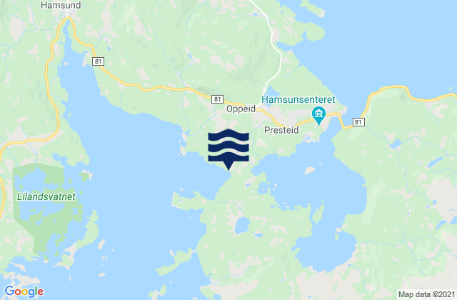 Mappa delle Getijden in Oppeid, Norway