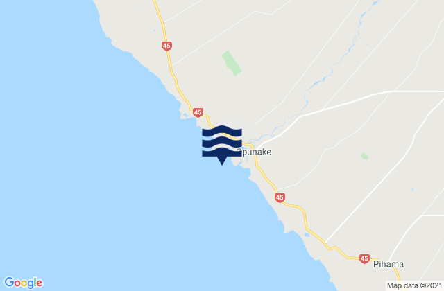 Mappa delle Getijden in Opunake Bay, New Zealand