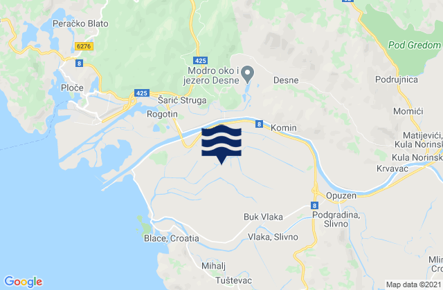 Mappa delle Getijden in Opuzen, Croatia