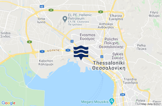 Mappa delle Getijden in Oraiókastro, Greece