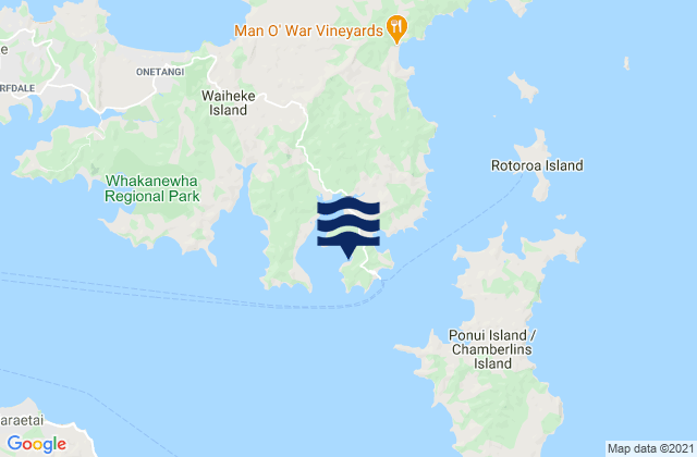 Mappa delle Getijden in Orapiu Bay, New Zealand