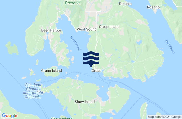 Mappa delle Getijden in Orcas (Orcas Island), United States