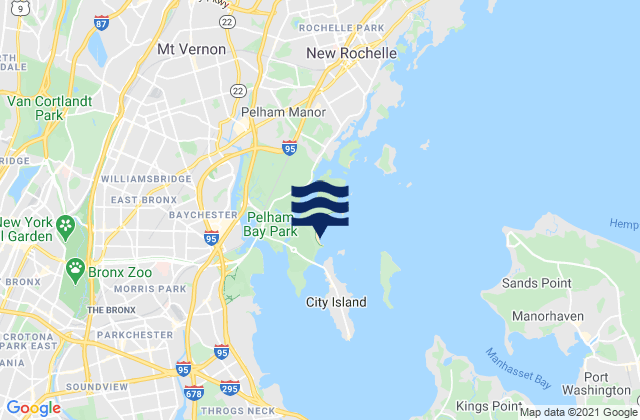 Mappa delle Getijden in Orchard Beach Bronx, United States