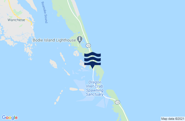 Mappa delle Getijden in Oregon Inlet Marina, United States