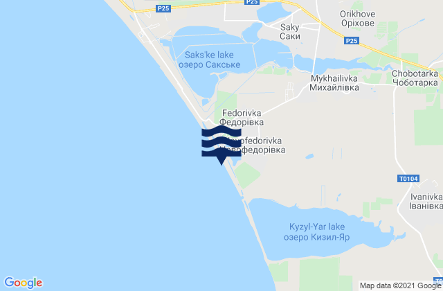 Mappa delle Getijden in Orekhovo, Ukraine