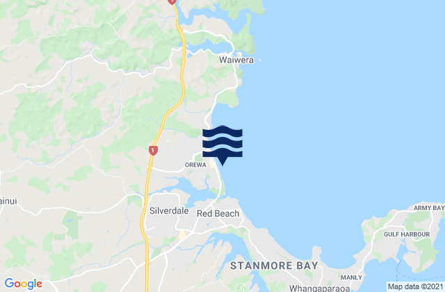 Mappa delle Getijden in Orewa Beach, New Zealand