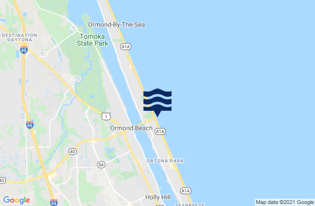 Mappa delle Getijden in Ormond Beach Pier, United States