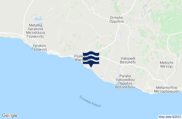 Mappa delle Getijden in Ormýlia, Greece
