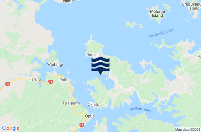 Mappa delle Getijden in Orongo Bay, New Zealand