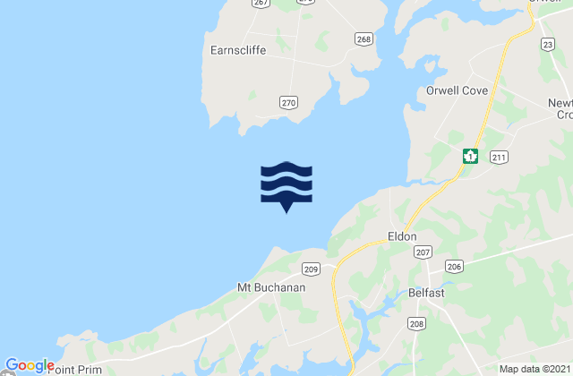 Mappa delle Getijden in Orwell Bay, Canada