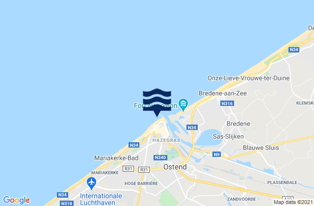 Mappa delle Getijden in Ostend, Belgium