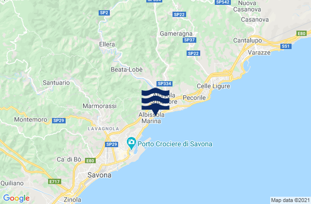 Mappa delle Getijden in Osteria dei Cacciatori-Stella, Italy