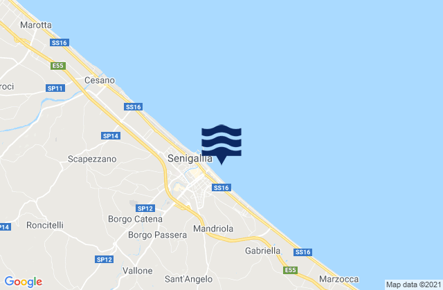 Mappa delle Getijden in Ostra, Italy